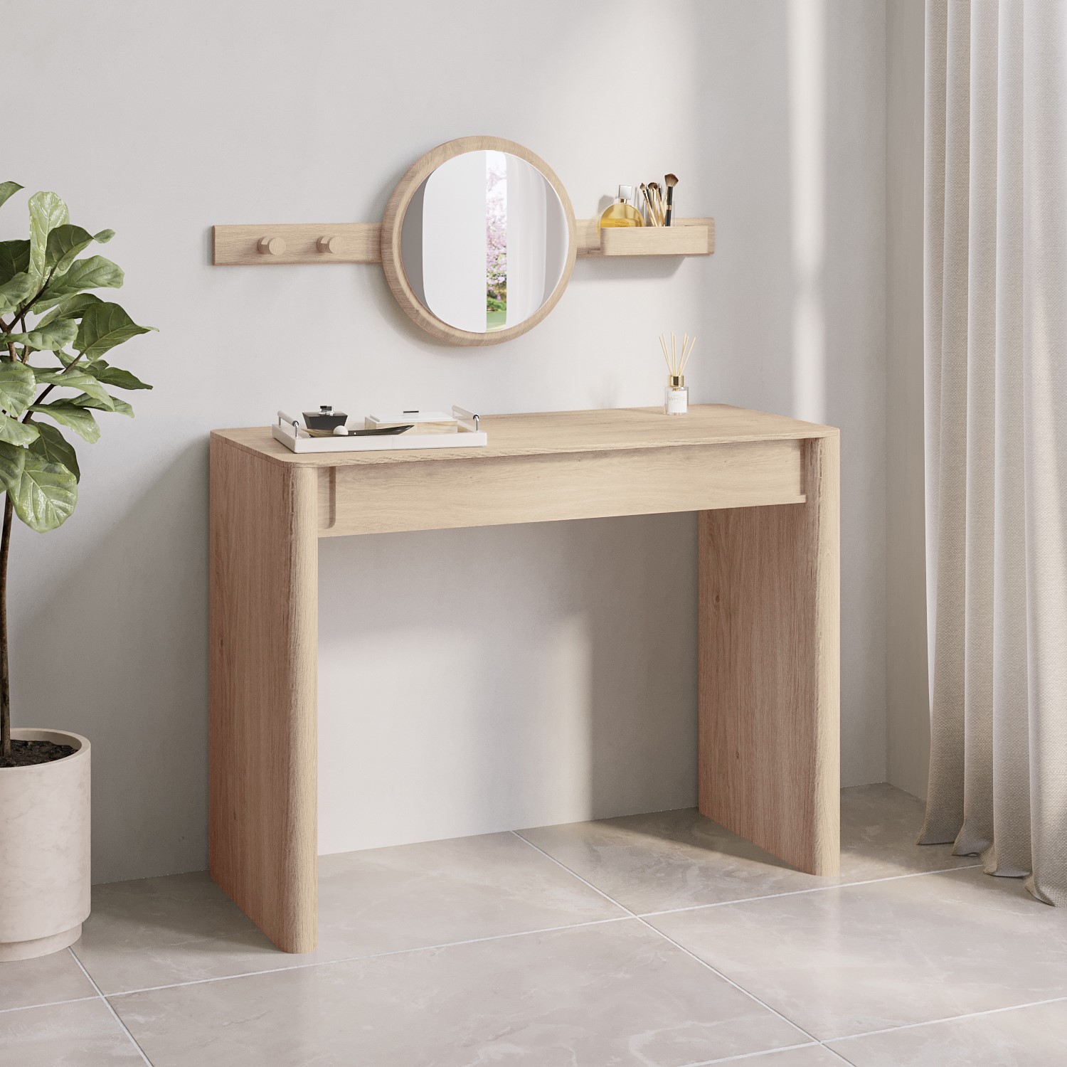 Read more about Light wood mid century dressing table with mirror emile sustainable furniture